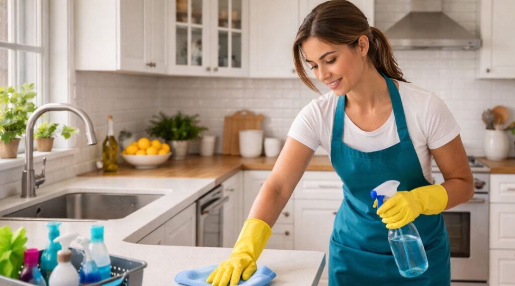 Kitchen grease buildup requiring professional deep cleaning services